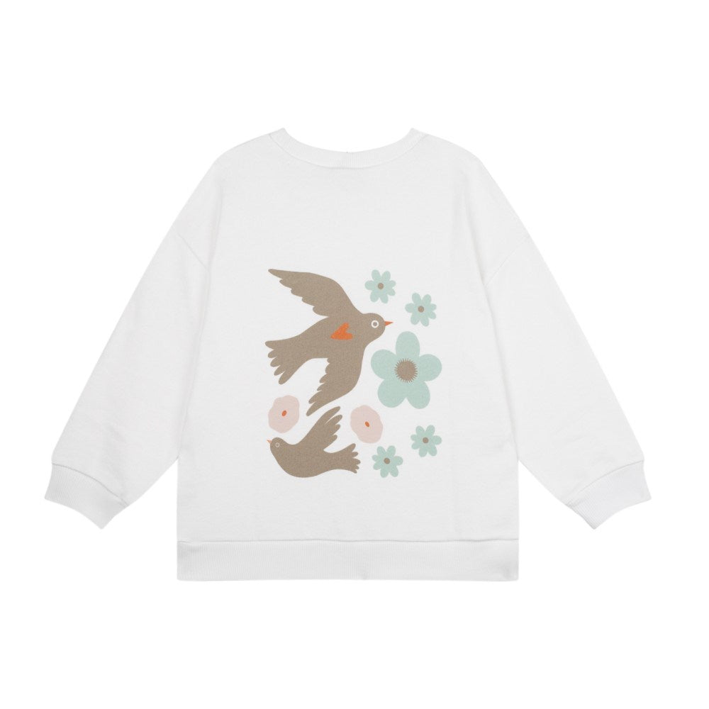 Antebies ‘’Le Jardin’’ Organik Sweatshırt Beyaz