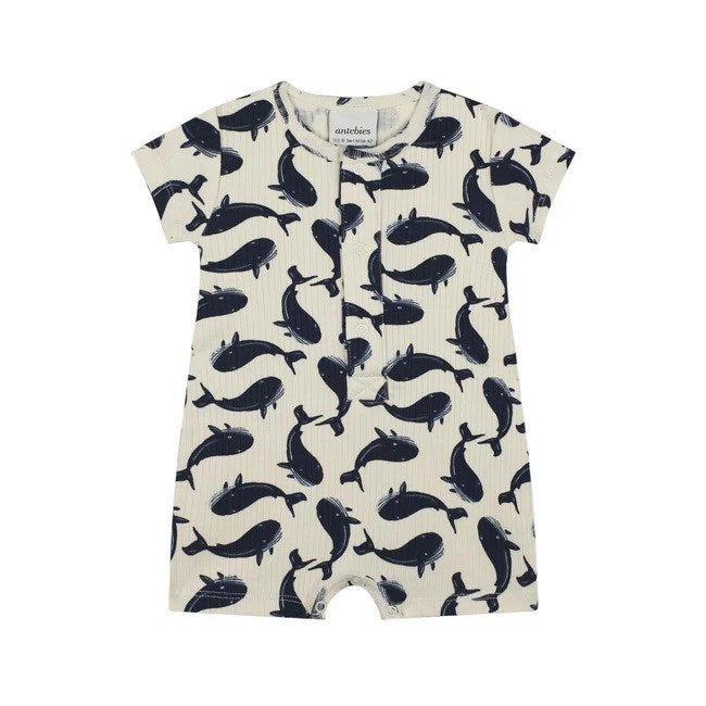 Antebies Organik Bebek Romper Tulum- Balina Ekru
