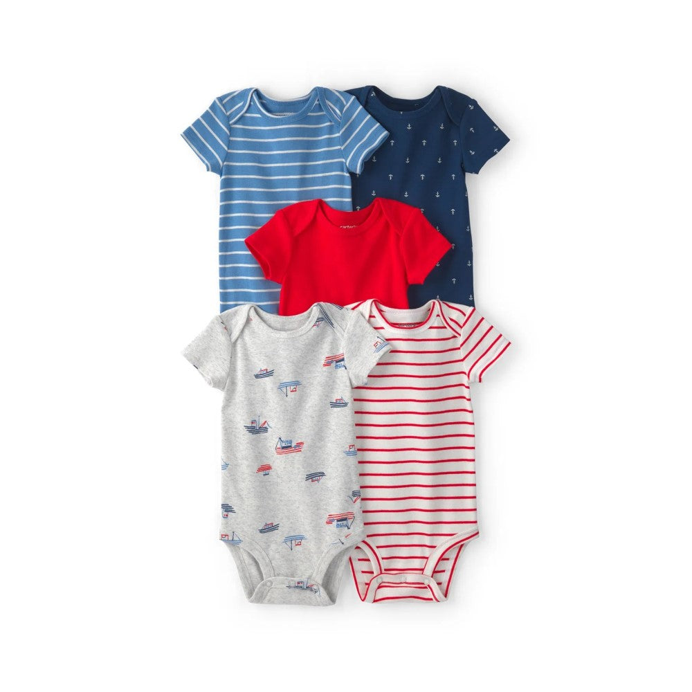 Carters Carter's Layette Erkek Bebek Kısa Kollu Body 5'li Set Mavi - Body,Tulum,Zıbın