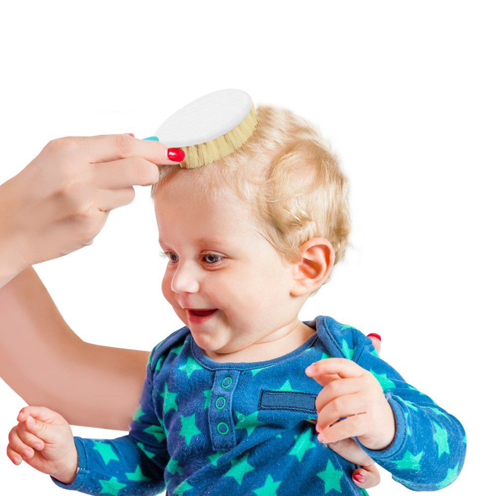 BabyJem Doğal Kıl Fırça Tarak Seti Gri