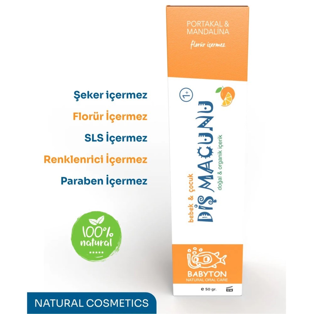 Babyton Bebek ve Çocuklar için Organik Diş Macunu Portakal+Mandalina