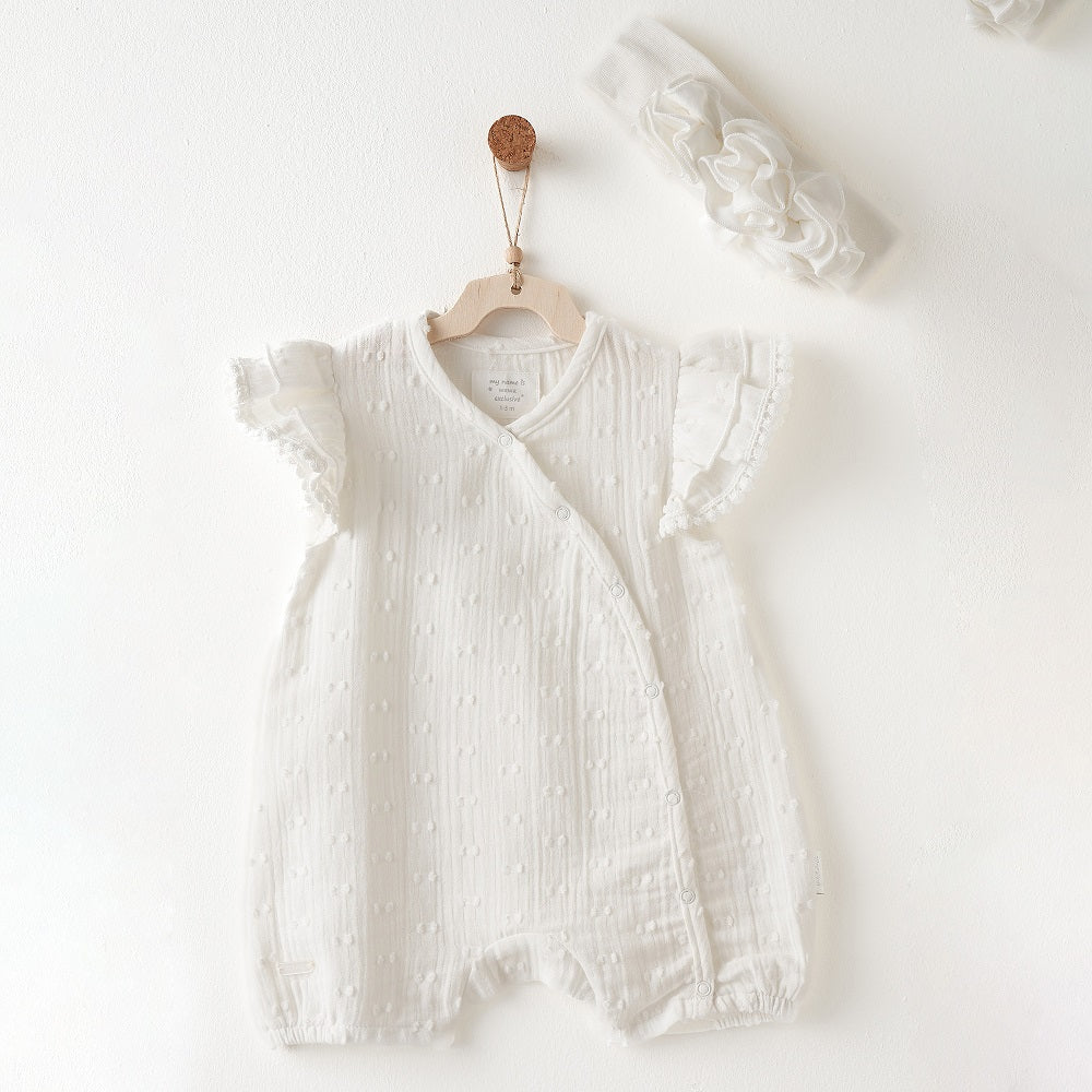 Andy Wawa Andywawa Kız Bebek Yazlık Romper Tulum Band Set Ekru - Body,Tulum,Zıbın