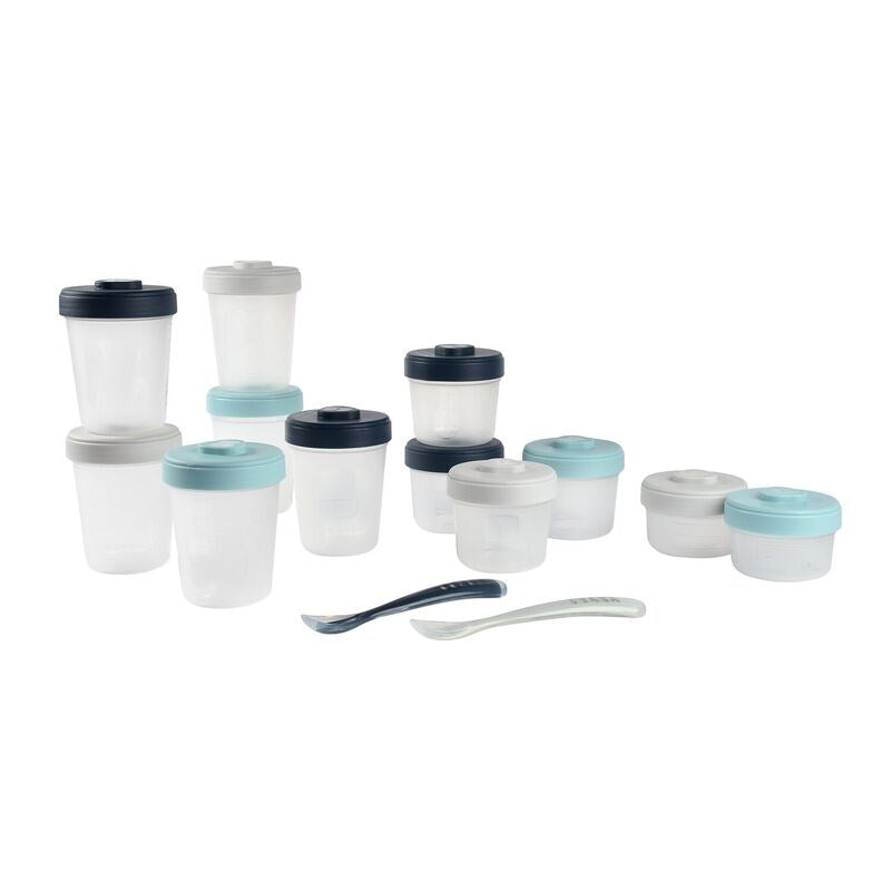 Beaba 12Li Saklama Kabı Ve  Silikon Kaşık Seti Black And Green Lids