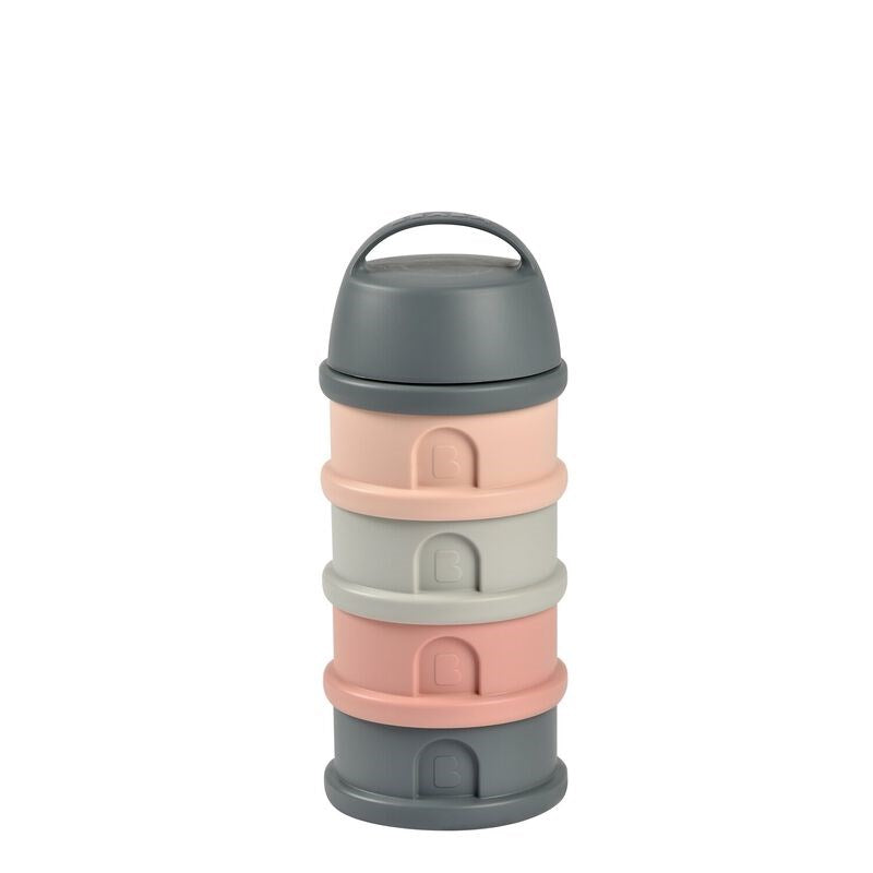 Beaba 4 Katmanlı Süt Tozu Kutusu Ve Atıştırmalık Kabı (Mineral Grey/ Pink)