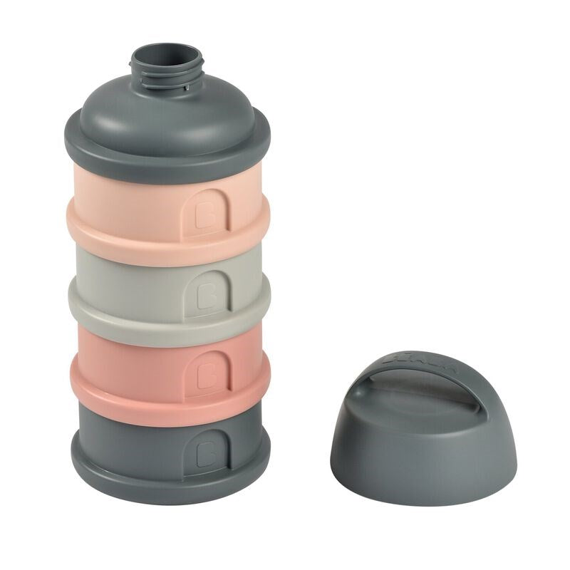 Beaba 4 Katmanlı Süt Tozu Kutusu Ve Atıştırmalık Kabı (Mineral Grey/ Pink)