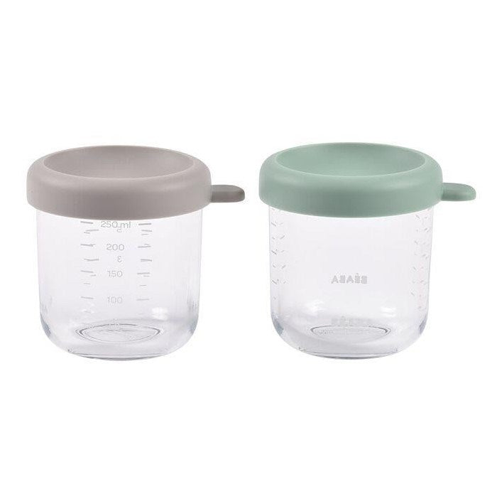 Beaba Bebek Cam Mama Saklama Kavanozu 2Li Set, 250 Ml Sage Green / 250 Ml Gazelle