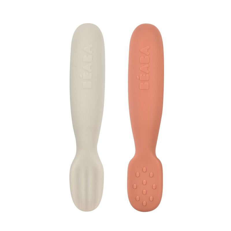 Beaba Silikon Kaşık Seti, Terracotta/Velvet Grey