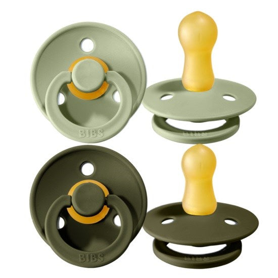 Bibs Colour Bebek Doğal Kauçuk 2'li  Emzik Sage  / Hunter Green 6-18 Ay Yeşil