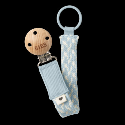 Bibs Paci Braid Baby Blue - Ivory Emzik Askısı
