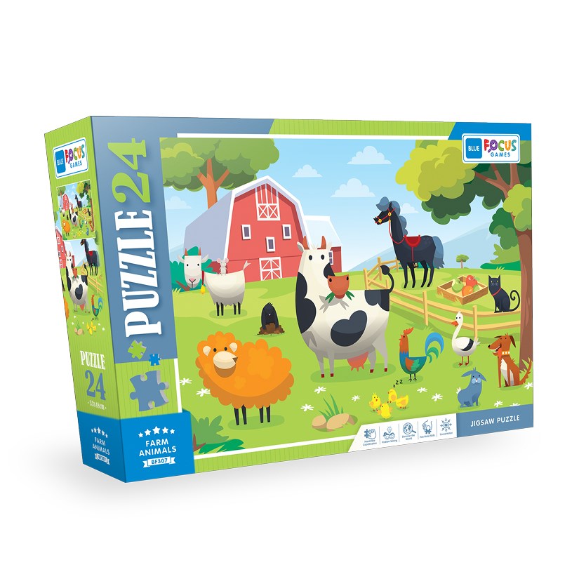 Blue Focus 24 Parça Puzzle Farm Animals- Çiftlik Hayvanları