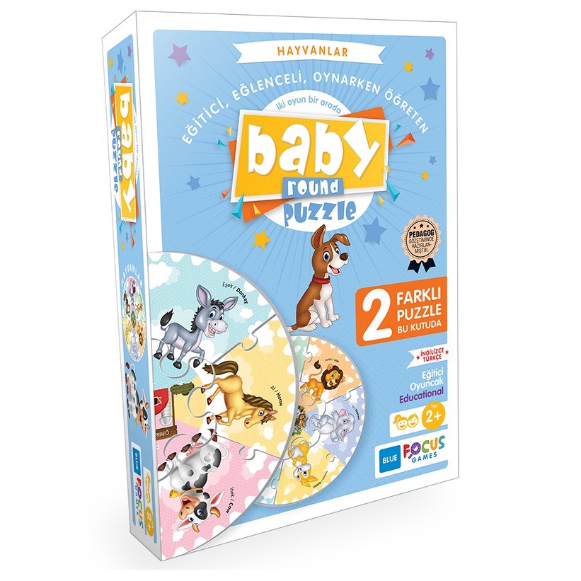 Blue Focus Baby Round Puzzle - Hayvanlar