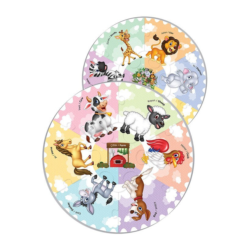 Blue Focus Baby Round Puzzle - Hayvanlar
