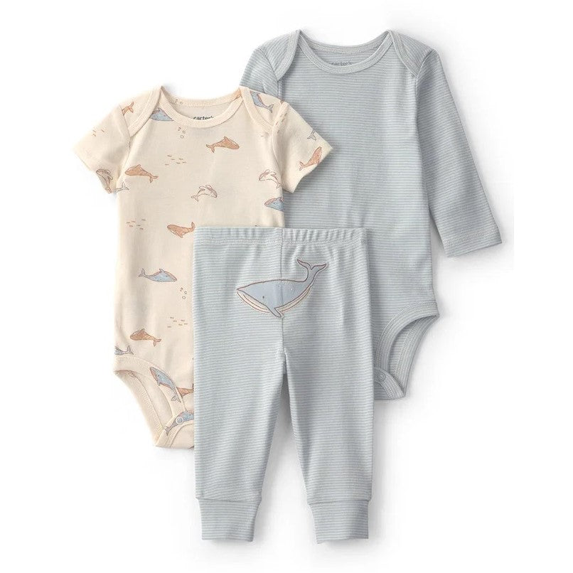 Carter's Kışlık Layette Erkek Bebek Body Takım 3'lü Set Mavi