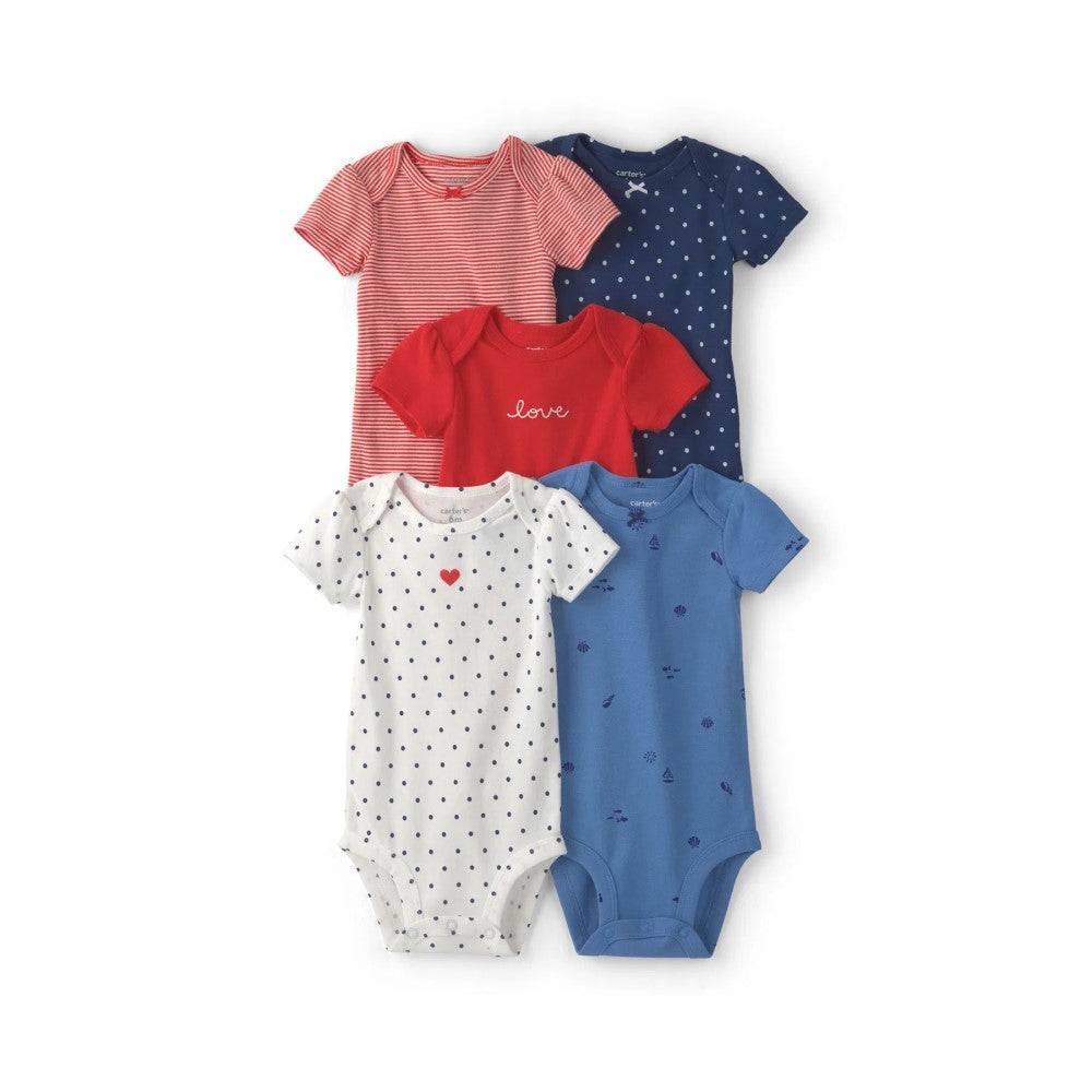 Carters Carter's Layette Kız Bebek Kısa Kollu Body 5'li Set Kırmızı - Body,Tulum,Zıbın