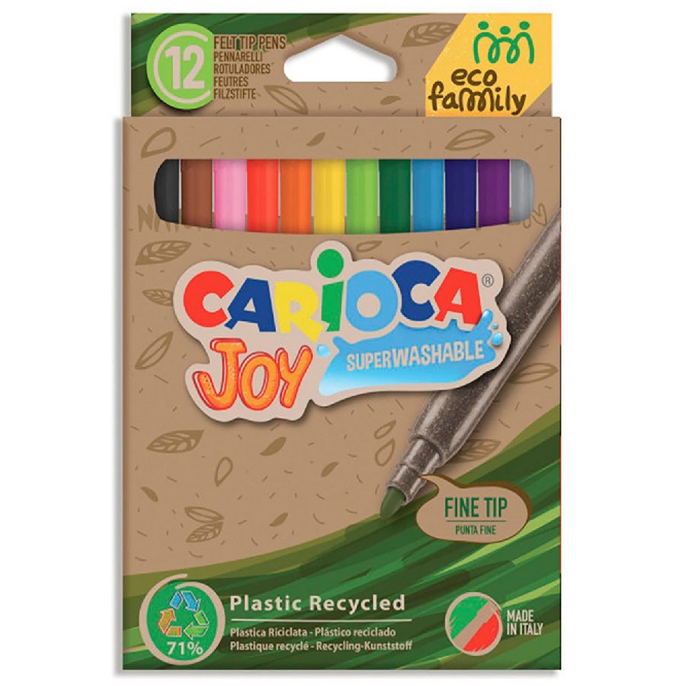 Carioca Ecofamily Joy Süper Yıkanabilir Keçeli Boya Kalemi 12'li STD