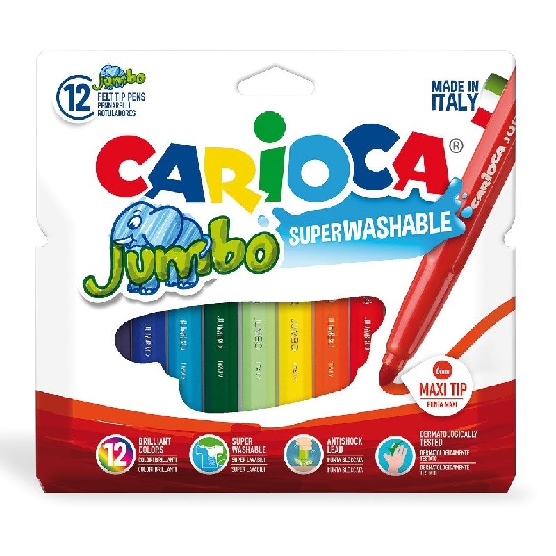 Carioca Jumbo Yıkanabilir Keçeli Boya Kalemi 12'li STD