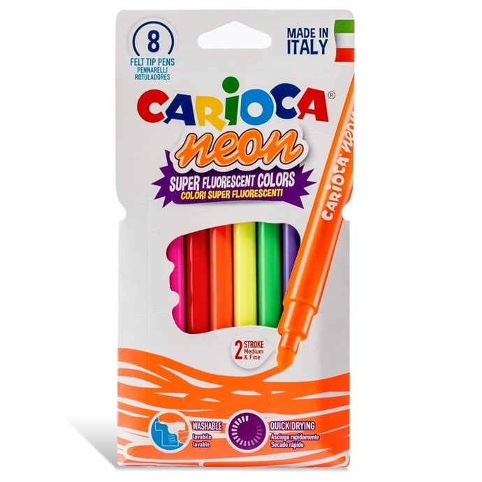 Carioca Neon Yıkanabilir Keçeli Boya Kalemi 8'li STD