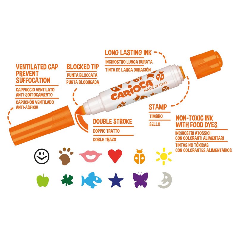 Carioca Stamferello Damgalı Yıkanabilir Keçeli Boya Kalemi 6'lı STD