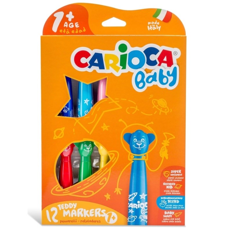 Carioca Teddy Jumbo Bebek Süper Yıkanabilir Boya Kalemi 12'li STD