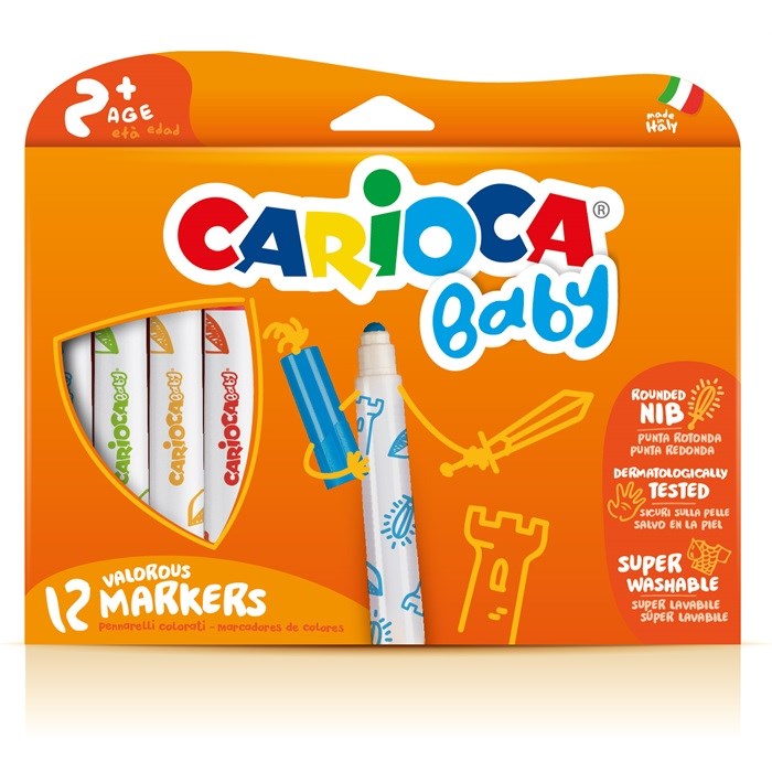 Carioca Yeni - Jumbo Bebek Süper Yıkanabilir Keçeli Boya Kalemi 12’Li STD