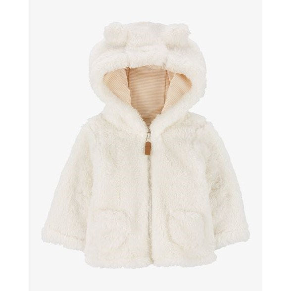Carter's Kışlık Bebek Kapşonlu Peluş Ceket Ekru