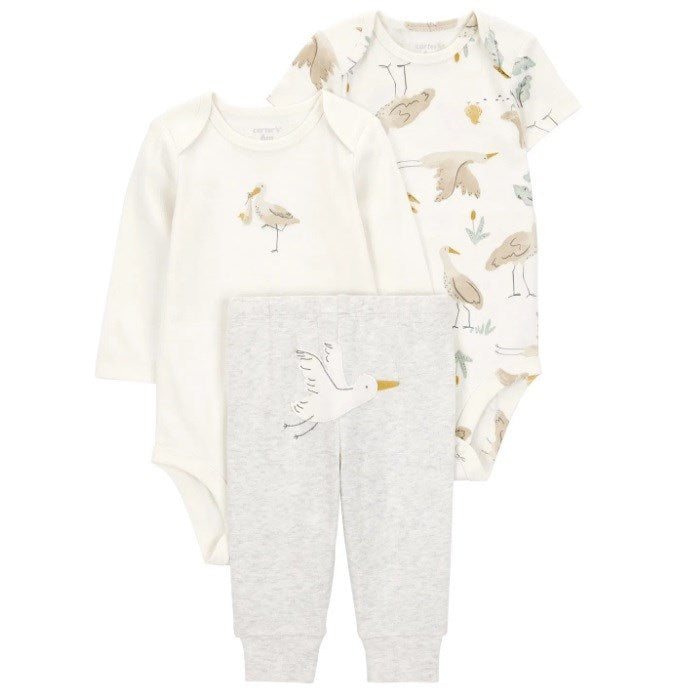 Carter's Kışlık Layette Kız Bebek Body Takım 3'lü Set Ekru