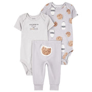 Carter's Kışlık Layette Kız Bebek Body Takım 3'lü Set Gri