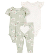 Carter's Kışlık Layette Kız Bebek Body Takım 3'lü Set Gri