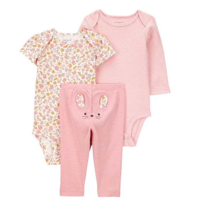 Carter's Kışlık Layette Kız Bebek Body Takım 3'lü Set Pembe