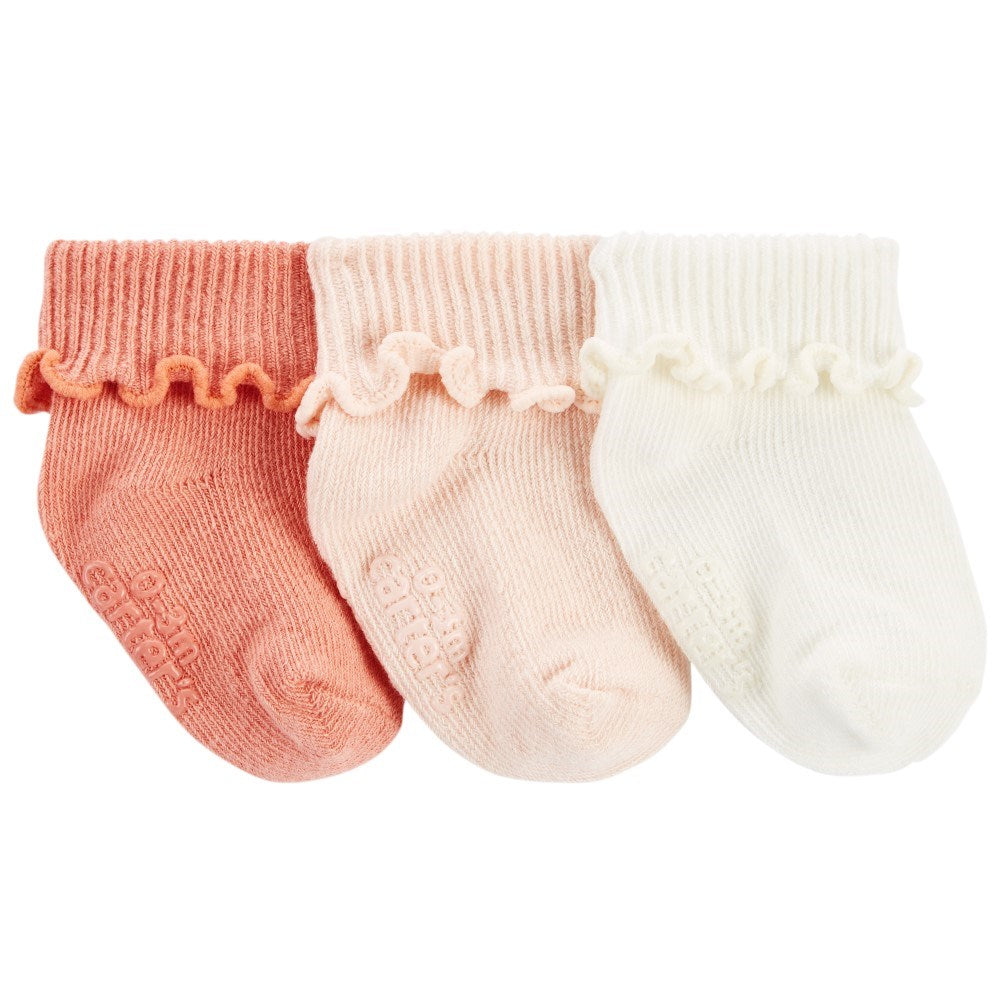 Carter's Kız Bebek Çorap 3'lü Set Somon