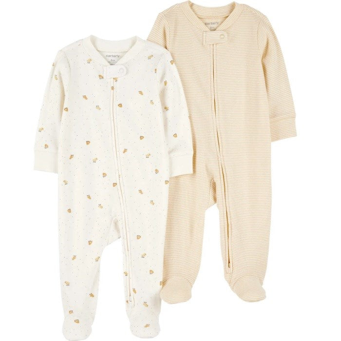 Carter's Kız Bebek Patikli Tulum 2'li Set Ekru