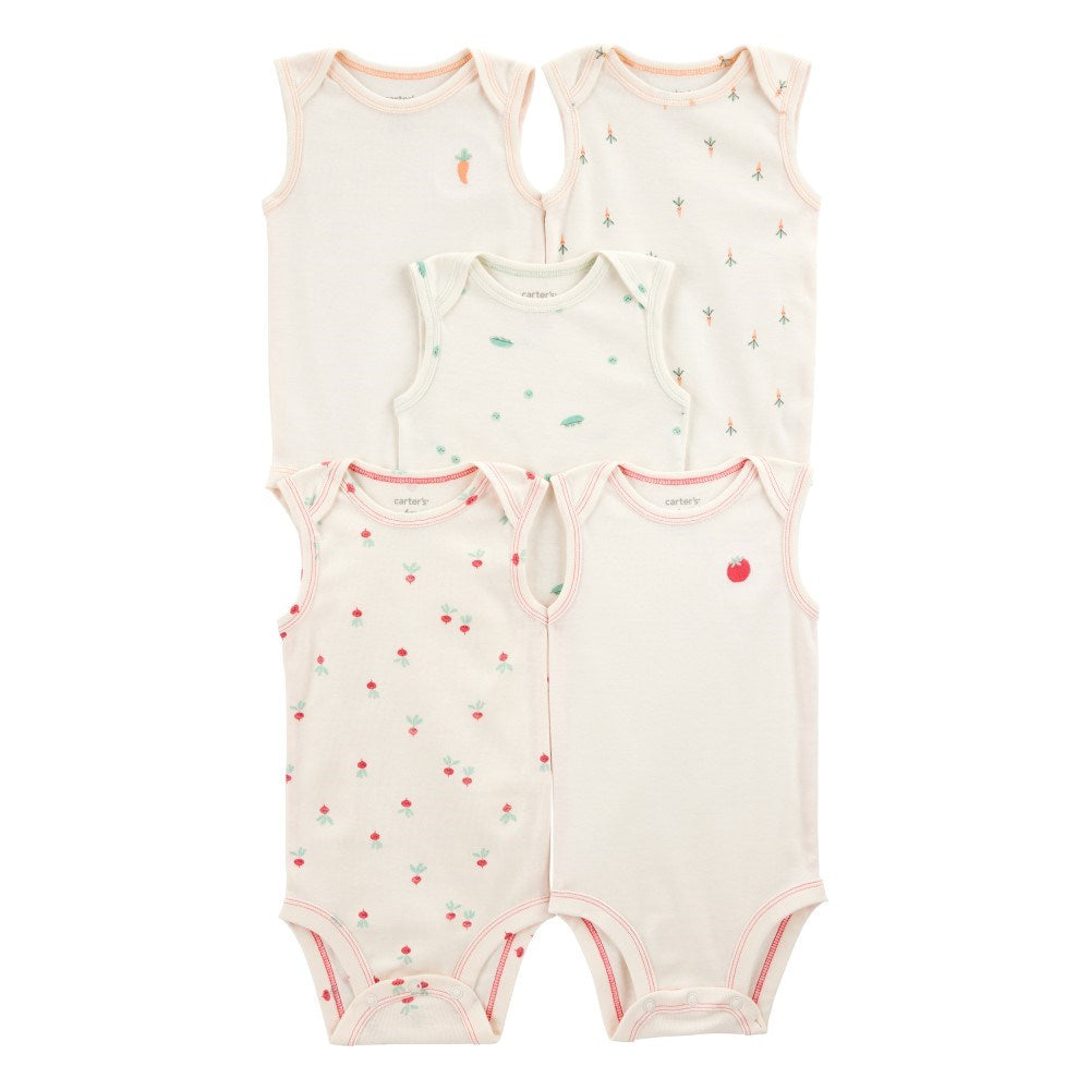 Carter's Layette Bebek Kısa Kollu Body 5'li Set Bej