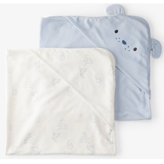 Carters Layette Erkek Bebek 2'li Banyo Havlusu Mavi