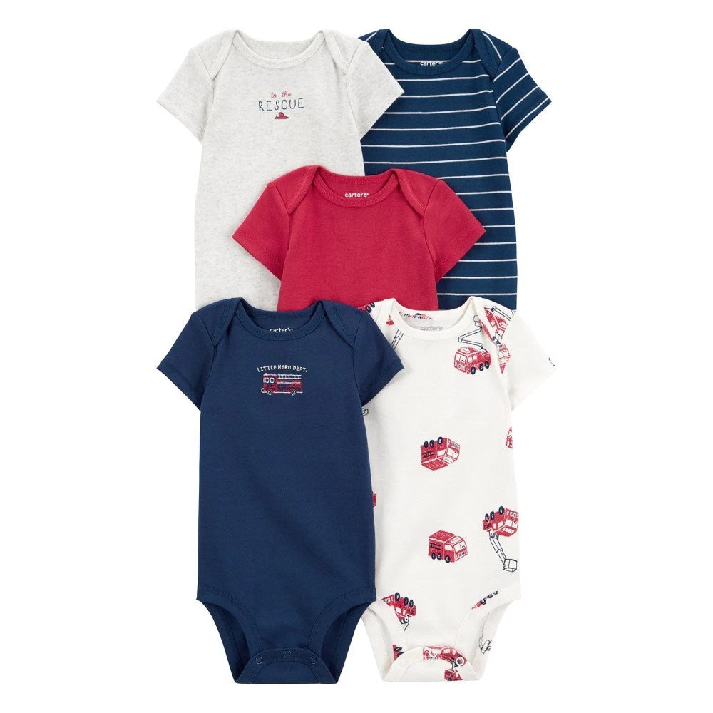 Carter's Layette Erkek Bebek Kısa Kollu Body 5'li Set Lacivert