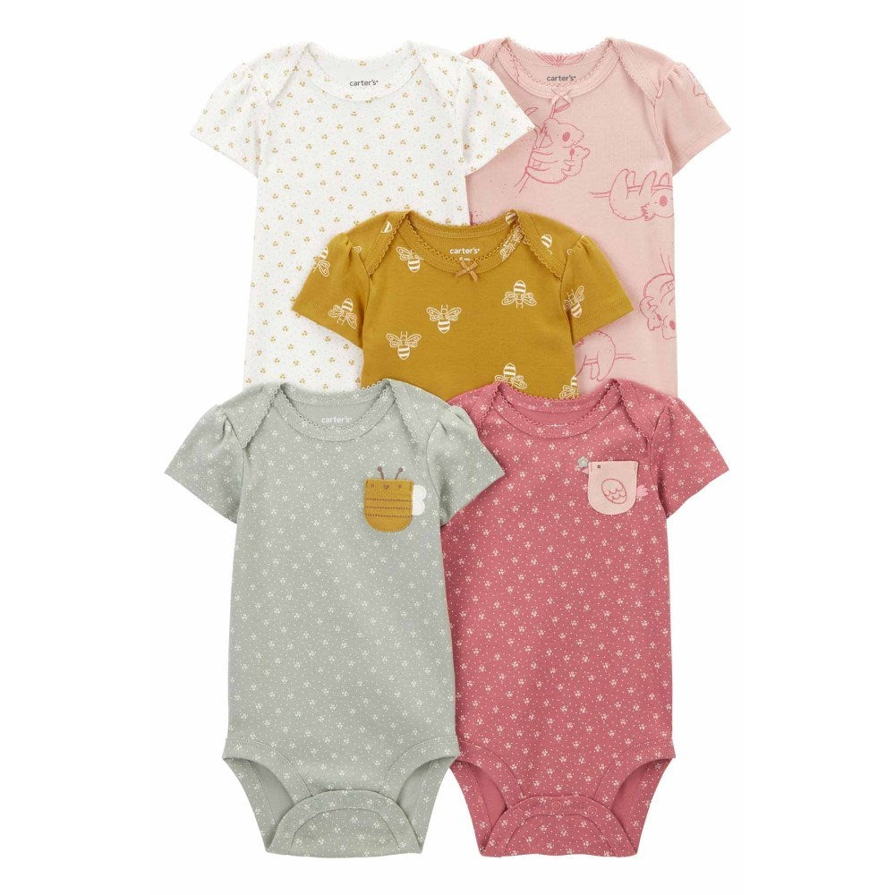 Carter's Layette Kız Bebek Kısa Kollu Body 5'li Set Mint
