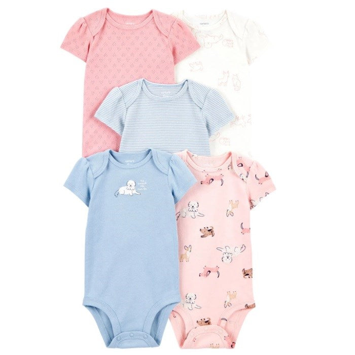 Carter's Layette Kız Bebek Kısa Kollu Body 5'li Set Pembe