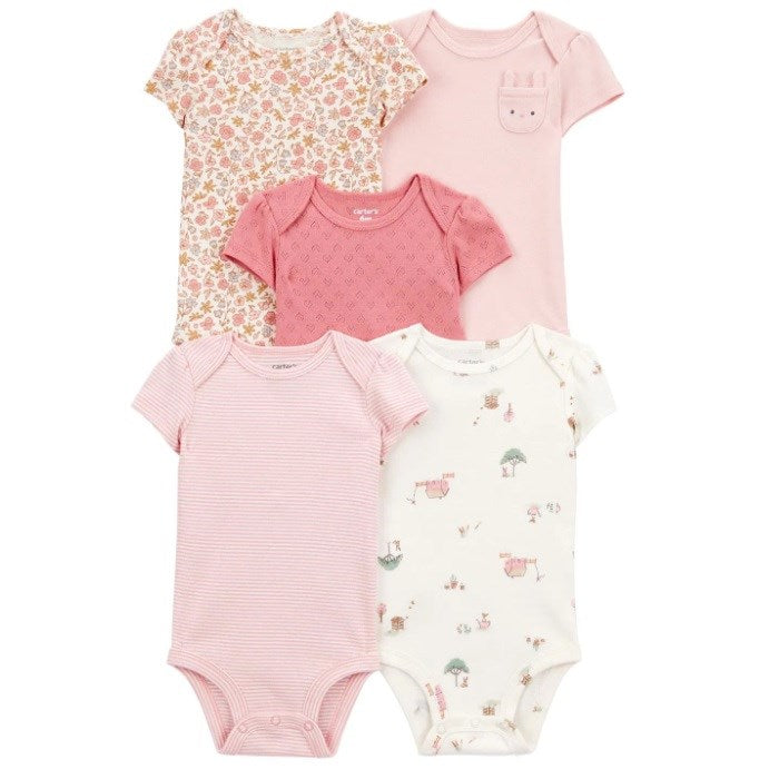 Carter's Layette Kız Bebek Kısa Kollu Body 5'li Set Pembe
