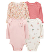 Carter's Layette Kız Bebek Uzun Kollu Body 4'lü Set Pembe