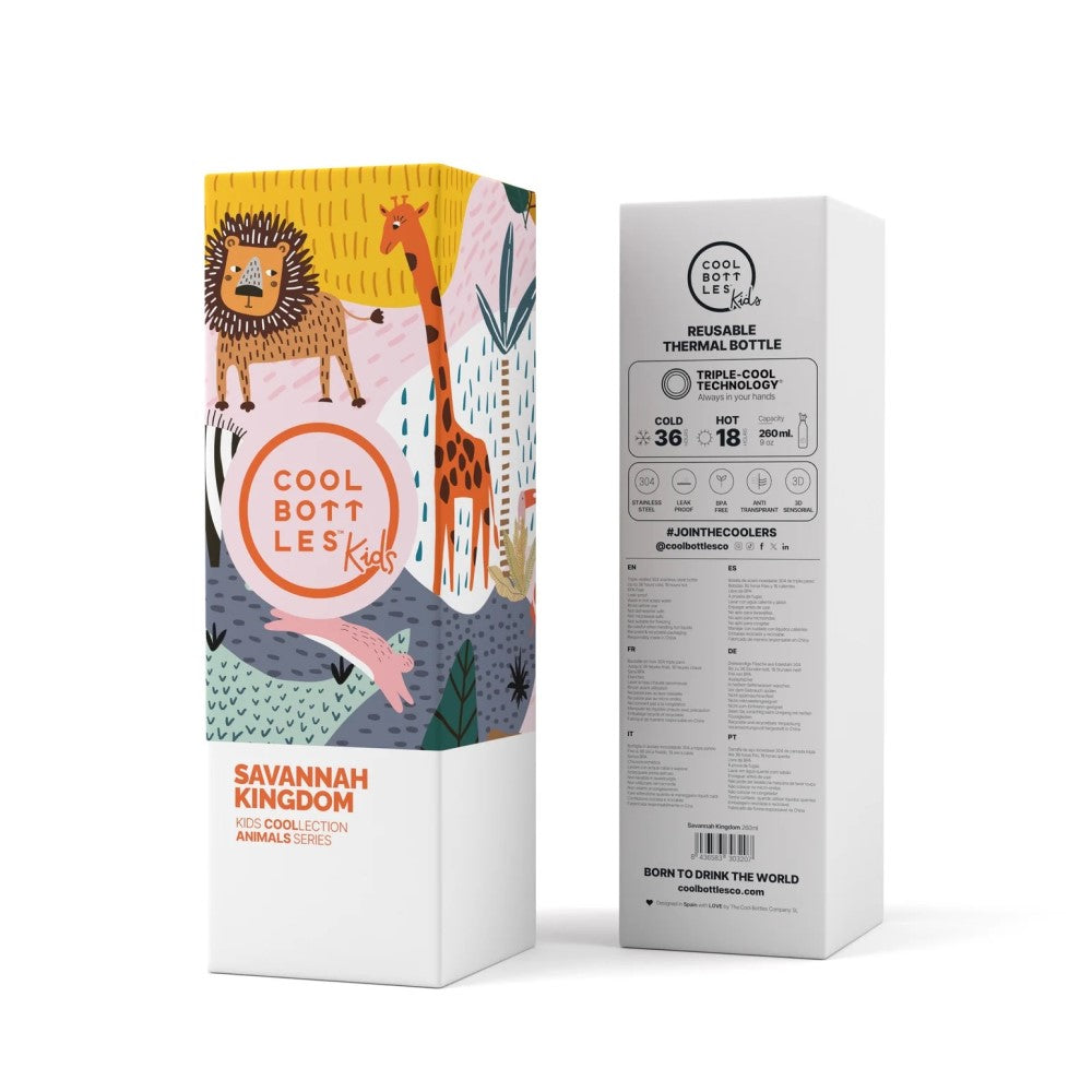 Cool Bottles Paslanmaz Çelik Suluk - The Kids Bottle Savannah Kingdom 260 ml - Görsel 4