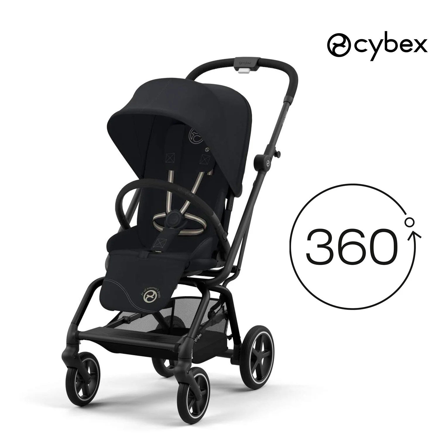 Cybex Eezy S Twist2 Kabin Boy 360 Derece Dönen Bebek Arabası Black Magic Black