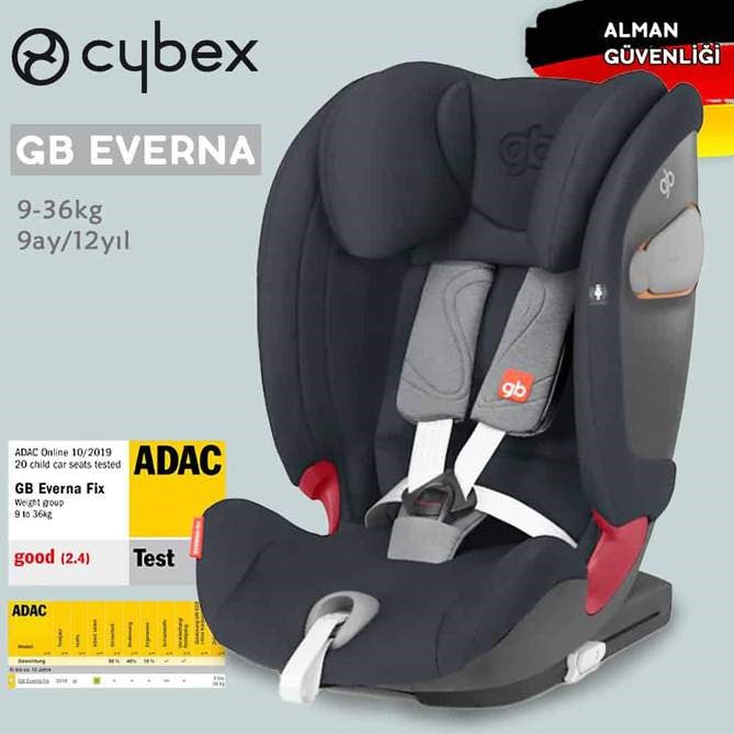 GB Everna Fix 9-36 kg İsofixli Oto Koltuğu Velvet Black STD