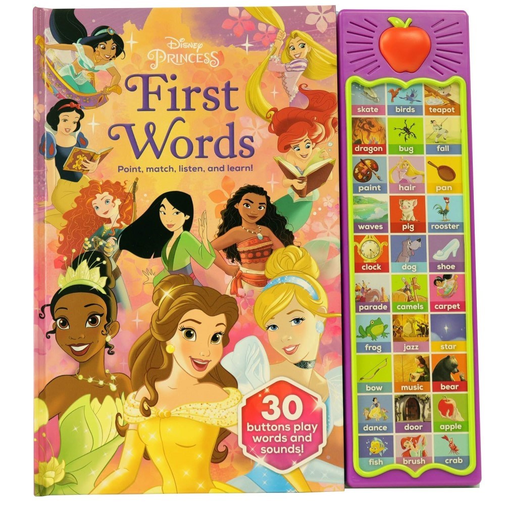 Disney Princess Cinderella, Moana, Rapunzel, and More!: First Words: Point, Match, Listen, and Learn! 30-Button Sound Book