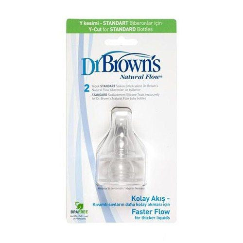 Dr Browns Y Kesim Dar Ağız Silikon Biberon Emziği İkili 9m+ STD