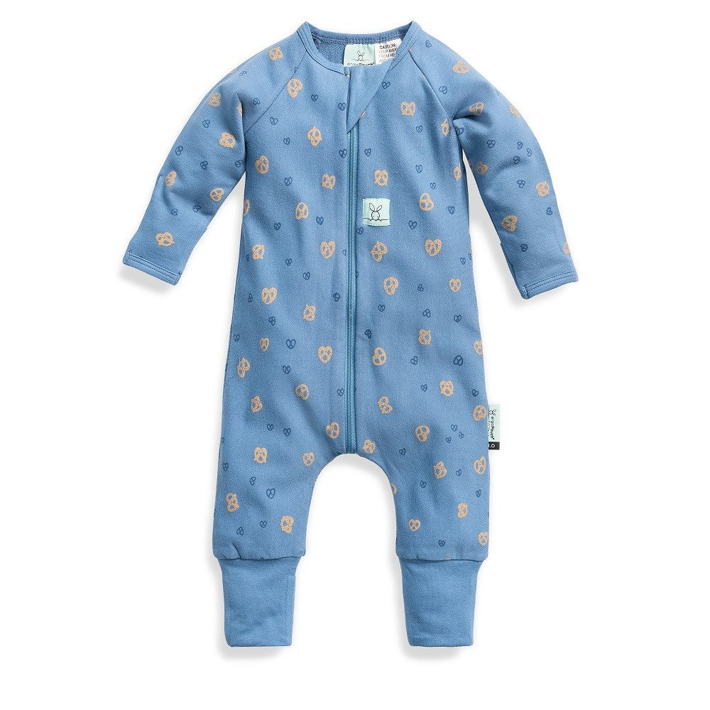 ErgoPouch Organik Pamuklu Patikli Pijama Tulum 0.2 TOG Petite Pretzel Mavi