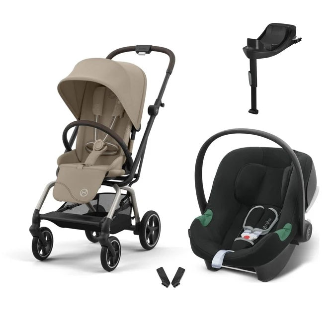 Cybex Eezy S Twist+2 360° Almond Beige bebek arabası ve Aton B2 i-Size Volcano Black ana kucağı travel sistem