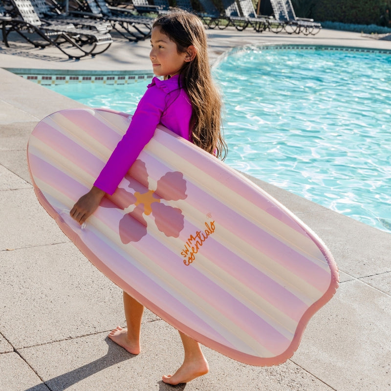 Swim Essentials Pink Flower Surfboard Tutacaklı Şişme Deniz ve Havuz Yatağı