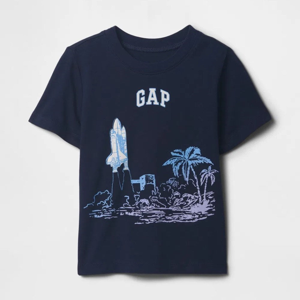 GAP Erkek Bebek Grafikli Kısa Kol T-shirt Lacivert