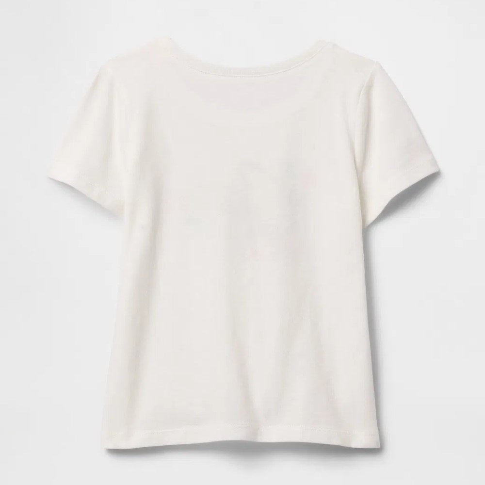 GAP Kız Bebek Grafikli Kısa Kol T-shirt Ekru