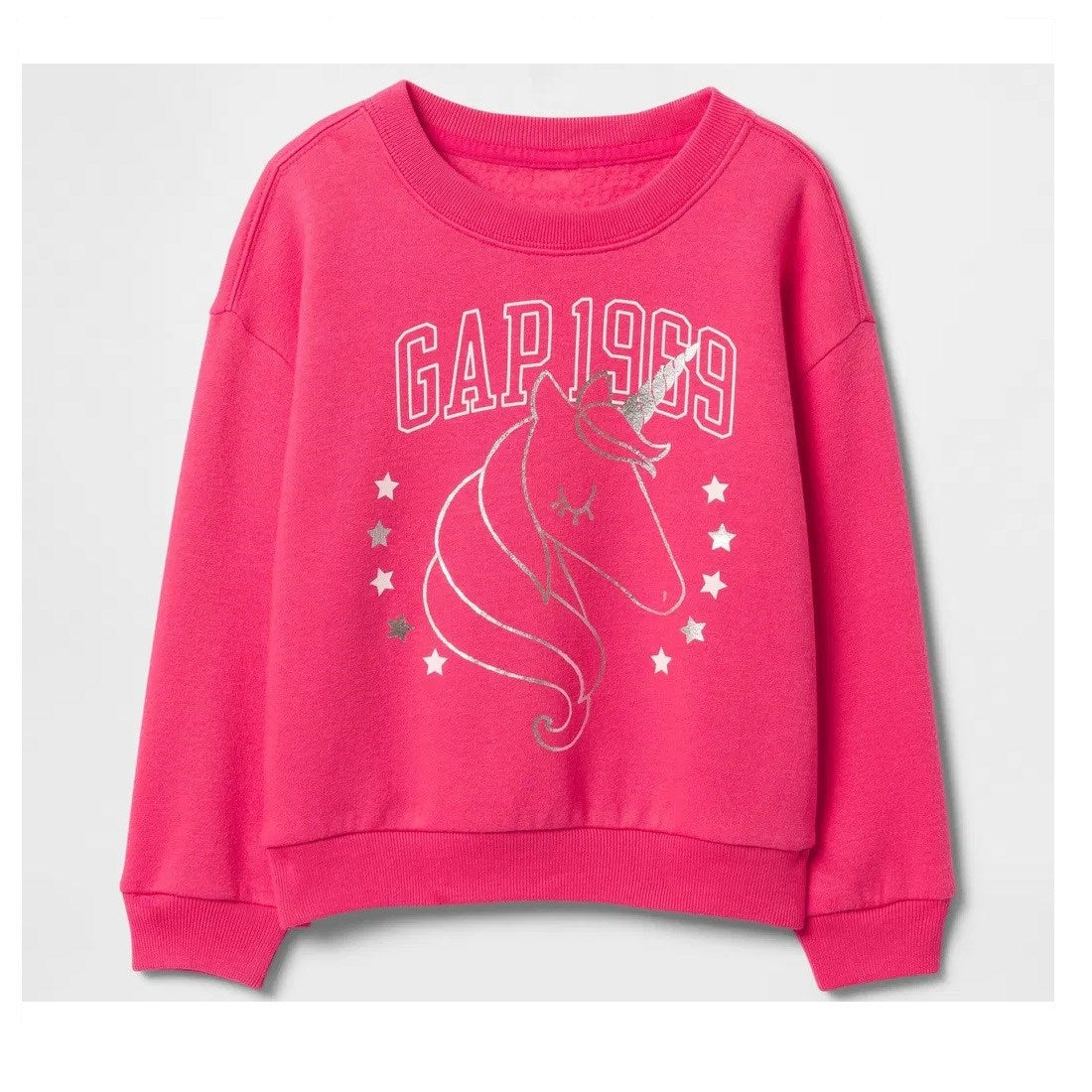 GAP Kız Bebek Havlu Kumaş Grafikli Uzun Kol S-shirt Koyu Pembe