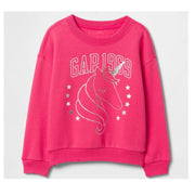 GAP Kız Bebek Havlu Kumaş Grafikli Uzun Kol S-shirt Koyu Pembe